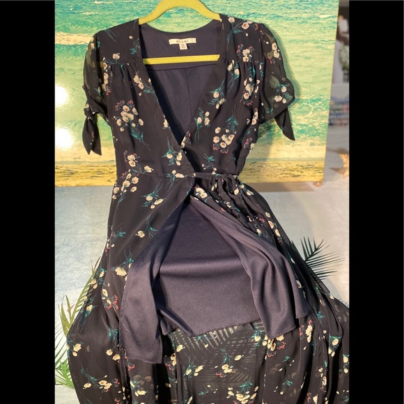 Long Ruffle bottom Wrap Dress - Picture 6 of 8